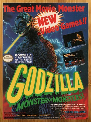 1991 Godzilla Monster of Monsters Nintendo NES Vintage Print Ad/Poster Game Art-image