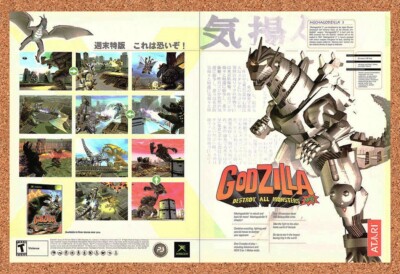 2002 Godzilla Destroy All Monsters Xbox Original Advertisement / Retro Wall Art-image