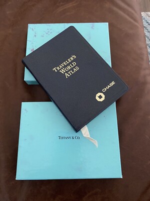 Tiffany & Co Travelers World Atlas Book leather bound 1996 Collectible-image