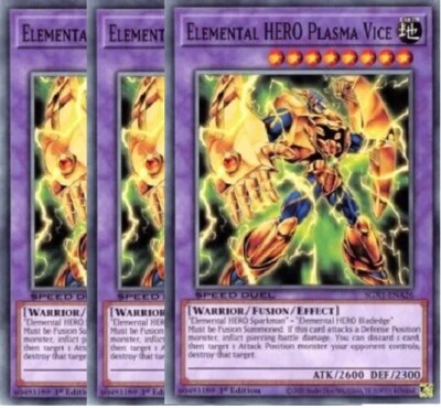 Yugioh - Elemental HERO Plasma Vice x 3 - 1st Edition NM - Free Holographic Card-image