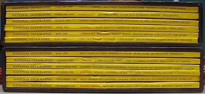 National Geographic Magazine 1999 with Maps and Leather Sleeves-image