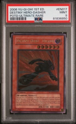 Yugioh Destiny Hero Dasher POTD-EN017 Ultimate Rare 1st Edition PSA 9 Mint-image