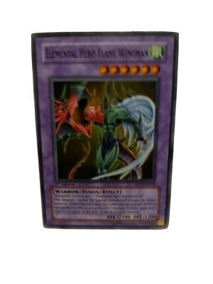 Yugioh Elemental Hero Flame Wingman 1st Edition DP1-EN010 Super Rare NM-LP-image