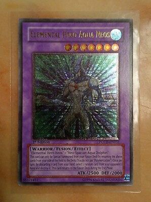 Elemental Hero Aqua Neos 1st Ed Ultimate Rare POTD-EN031 UDE Silver Stamp NM-image