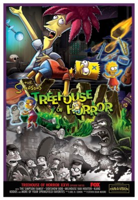 Treehouse of Horror XXVI Sideshow Bob Homer Godzilla Halloween Fine Art Giclée-image
