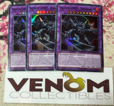 3x (M/NM) *EURO* Destiny HERO - Dominance DANE-EN031 Super Rare 1st Ed. YuGiOh-image