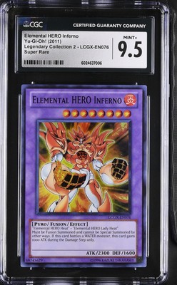 Elemental HERO Inferno *CGC MINT+ 9.5* POP 1 *LCGX-EN076*Super Rare*2011* Yugioh-image