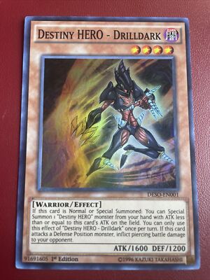 Yugioh  Destiny HERO  Drilldark  DESO-EN001  Super Rare 1st Edition Near Mint-image