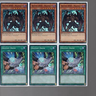 *** 3X DESTINY DRAW 3X DESTINY HERO - MALICIOUS *** MIXED SETS LEHD DESO YUGIOH!-image