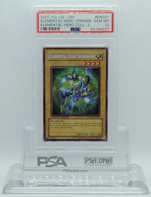 YUGIOH EHC2-EN001 ELEMENTAL HERO SPARKMAN SECRET RARE PSA 10 GEM MINT #43164227-image