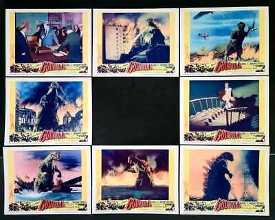 GODZILLA King Of The Monsters 🎬 8 Reproduction Art 1956 LOBBY CARDS -  5½