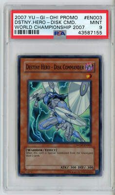 YUGIOH WC07-EN003 DESTINY HERO DISK COMMANDER SUPER RARE PSA 9 MINT #43587155-image