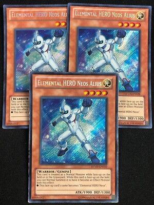 YUGIOH ELEMENTAL HERO NEOS ALIUS RYMP-EN010 SECRET RARE X3 MP-image