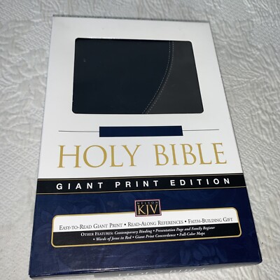 Holy Bible Nelson KJV GIANT PRINT Reference Edition Red Letter Maps Navy/Gray -image