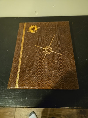 Rare Rand McNally Premier Centennial World Atlas SNAKESKIN Compass Cover 1955-image
