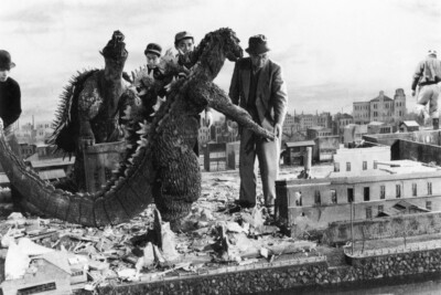 Godzilla  Behind the Scene Mouse Pad Vintage Photo 1956 Classic Monster Movie-image