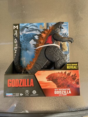 NIP Playmates Toys Godzilla vs Kong Battle City Destruction Godzilla W/Tank 2022-image