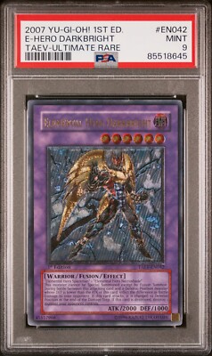 Yugioh PSA 9 Elemental Hero Darkbright TAEV-EN042 1st Edition Ultimate Rare-image