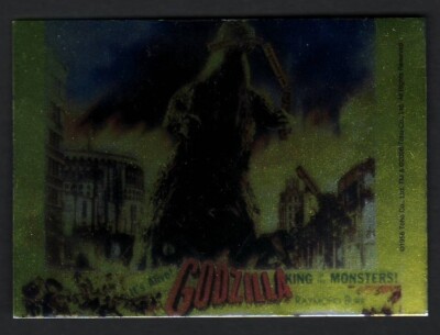 GODZILLA KING OF THE MONSTERS FOIL MOVIE POSTER CARD CHEWING TRAIN CARS-image