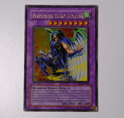 Yugioh Elemental Hero Tempest EEN-EN034 Ultra Rare 1st Edition Near Mint 2005 -image