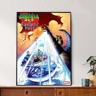 Godzilla Vs Fantastic Four Poster Cosmic Marvel Home Decor - Movie Poster 2024-image