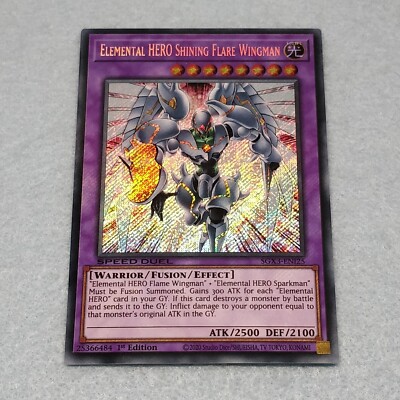 Yugioh Elemental HERO Shining Flare Wingman SGX3 1st Edition Secret Rare Card NM-image