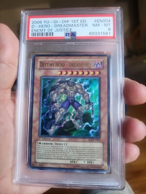 YUGIOH 1ST ED EOJ-EN004 DESTINY HERO DREADMASTER ULTRA RARE PSA 8 NM-MINT Cond.!-image