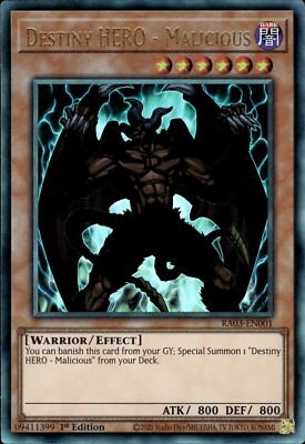 Destiny HERO - Malicious - Ultimate Rare 1st Edition RA03-EN001 - NM - YuGiOh-image
