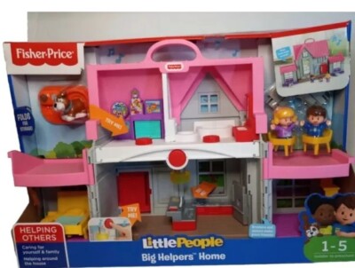 Fisher-Price Little People Big Helpers Home Lights Sound Music Pink House NEW-image