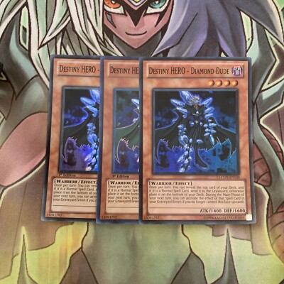 LCGX-EN124 x3 Destiny HERO - Diamond Dude Super Rare Excellent Condition Yugioh -image