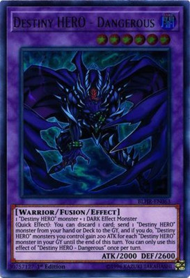 Yugioh! LP Destiny HERO - Dangerous - BLHR-EN063 - Ultra Rare - 1st Edition Ligh-image