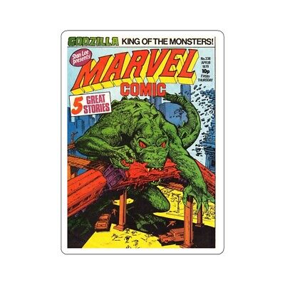 Retro Godzilla Horror Classic Comic Book Cover Illustration Kiss-Cut Stickers-image