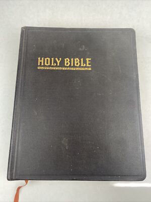 Vintage Holy Bible 1949 Hertel Blue Ribbon New Standard Reference Red Letter KJV-image