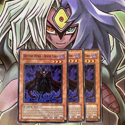 EOJ-EN001 x3 Destiny Hero - Doom Lord Common Excellent Condition Yugioh-image