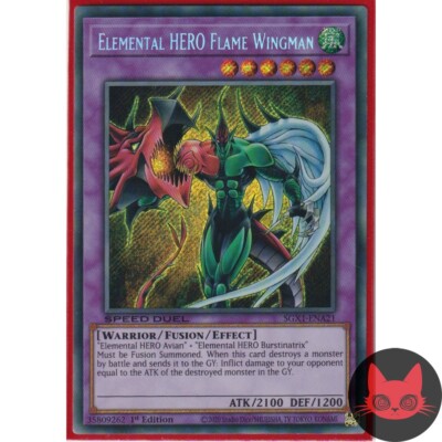 Yugioh Elemental HERO Flame Wingman SGX1-ENA21 Secret Rare 1st Edition NM-image