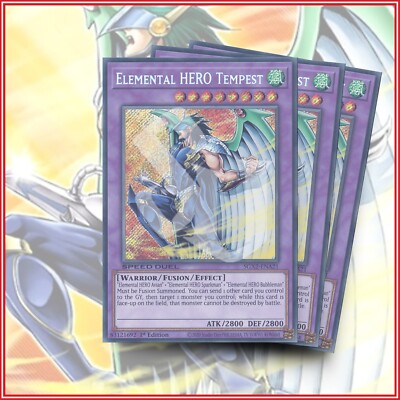 YuGiOh Elemental HERO Tempest SGX2-ENA21 x3 Secret Rare 1st Ed Midterm Paradox-image