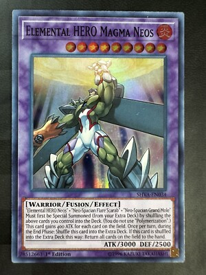 YUGIOH ELEMENTAL HERO MAGMA NEOS 1ST EDITION SHVA-EN034 SUPER LIGHT PLAYED-image