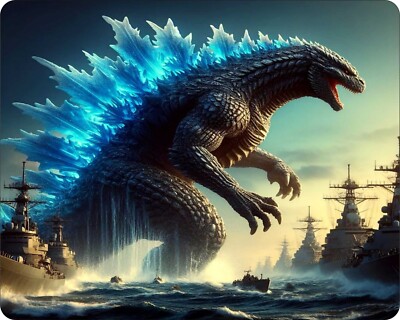 Godzilla attackes Battleships AI Design  Novelty Mouse Pad Stunning-image