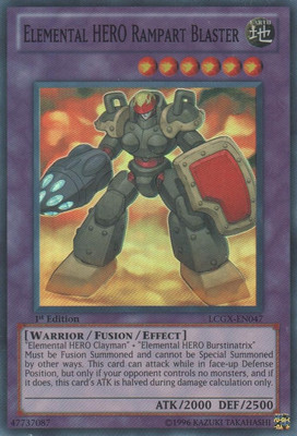 Light Play x 1 Elemental HERO Rampart Blaster - LCGX-EN047 - Super Rare - Unlimi-image