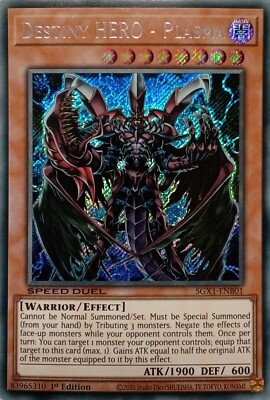 SGX1-ENB01 DESTINY HERO - PLASMA SECRET RARE 1ST EDITION YuGiOh CARD-image