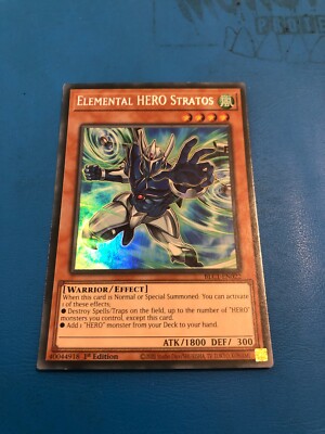 YUGIOH Ultra Rare Elemental Hero Stratos BLC1-EN022 1st Edition-image