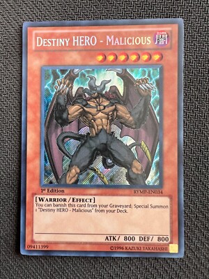 Yugioh Destiny HERO - Malicious 1st Edition Secret Rare RYMP-EN034 LP-image