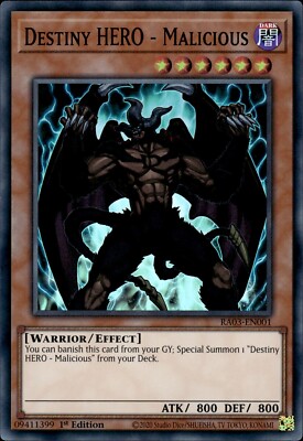 Destiny HERO - Malicious - Super Rare 1st Edition RA03-EN001 - NM - YuGiOh-image
