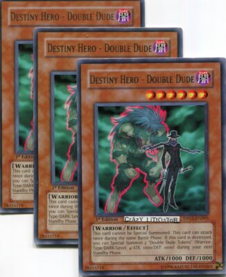 3 X YU-GI-OH DESTINY HERO - DOUBLE DUDE 1ST ED SILVER RARE N/MINT DP05-EN005-image