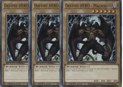 YuGiOh PLAYSET Destiny Hero Malicious SGX1-ENB08 Common 3x 1st Edition -Mint N/M-image