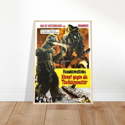 Vintage Godzilla Movie Framed Poster - Japanese Monster Film Art-image