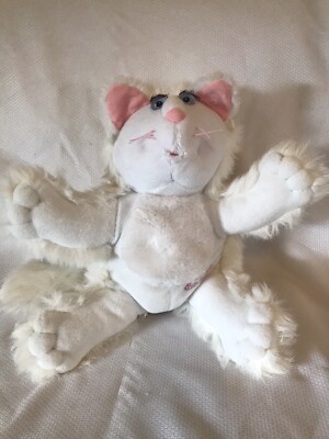 Vintage 1987 Fisher Price Purr Tenders Cat Plush White With Mouth Band No Sound-image
