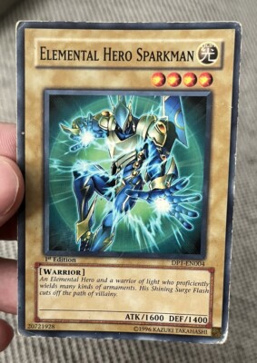 1996 YuGiOh ELEMENTAL HERO SPARKMAN 1st Edition DP1-ENO04-image