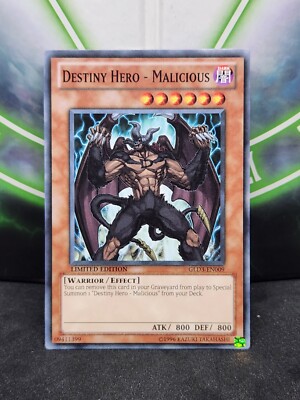 Yugioh Destiny Hero - Malicious GLD3-EN009 Common Limited Edition NM-image