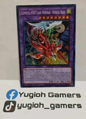 YUGIOH ELEMENTAL HERO FLAME WINGMAN INFERNAL RAGE SECRET BLMR-EN012 1 ST EDITION-image